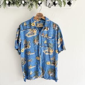 Vtg Grateful Dead Shirt Mens Hawaiian Camp David Carey Dancing Bears Tiki Bar M